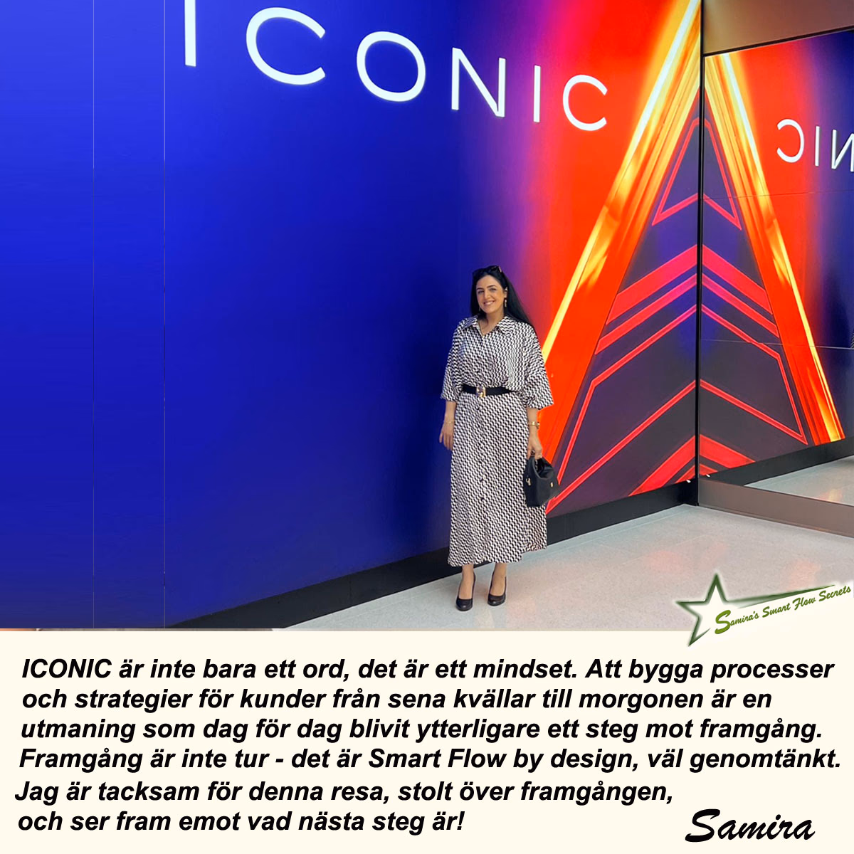 Person framför en vägg med texten ICONIC, använd i blogginlägg om mindset, strategi och Smart Flow – iconic mindset smart flow